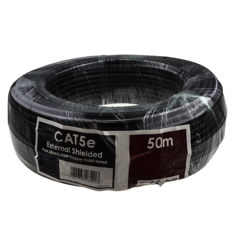 External Shielded Cat5e Outdoor Copper Ethernet Cable FTP Reel 50m