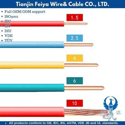 Feiya German Standard Industrial Cablespvc Insulated Electrical Cable Wire Non Sheathed Single Core Cables H05V-U / H07V-U House Wiring Cable